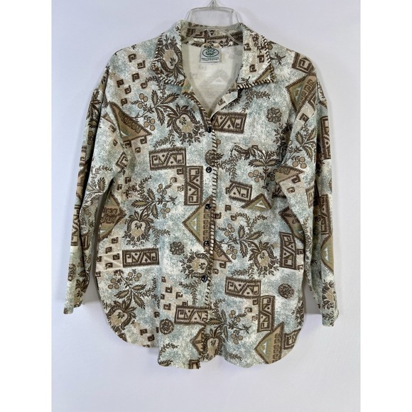 Laura Ashley Tops - Vintage 90's‎ Laura Ashley Aztec Geo Floral Shirt Button Up Cottagecore Size M